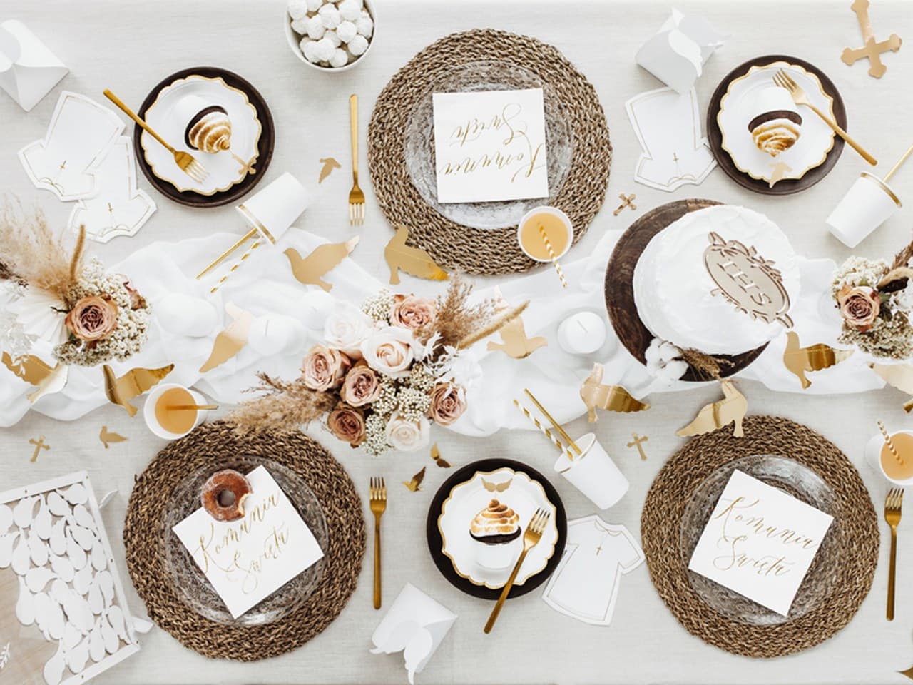 Serwetki Komunia Święta, 33x33cm, złote metal