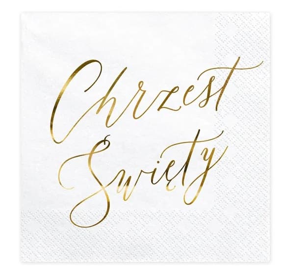 Serwetki Chrzest Święty, 33x33cm, złote metal