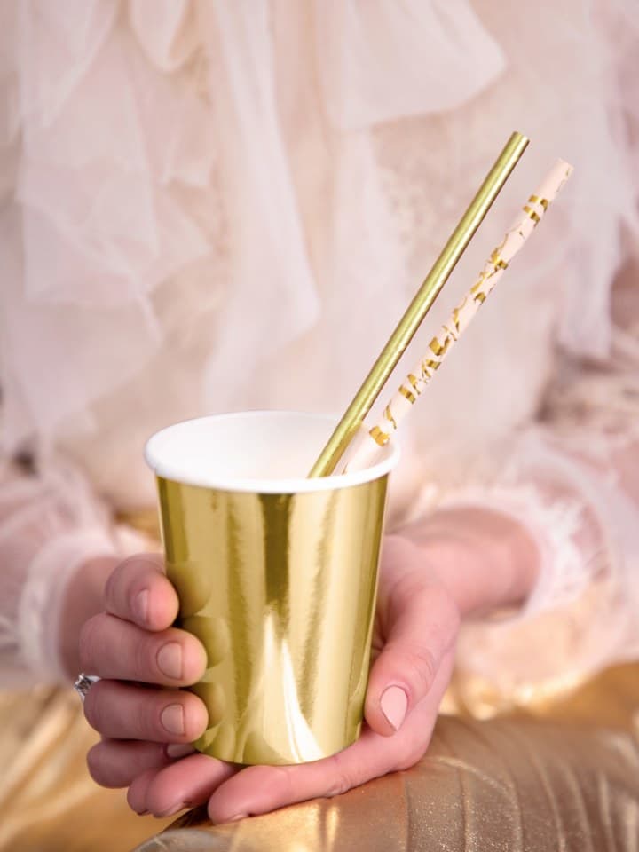 Słomki papierowe marmur,różowe złoto, 19.5cm/10szt