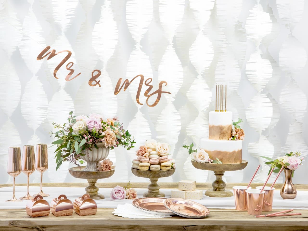 Talerzyki okrągłe, różowe złoto, 23cm/6szt