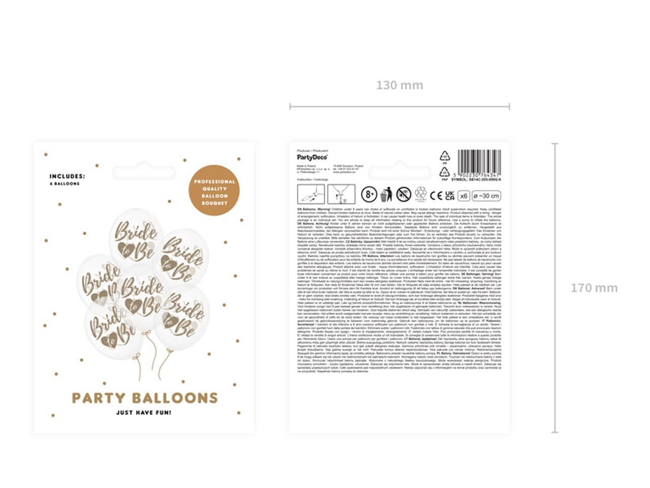 Balony 30cm, Bride to be, Crystal Clear