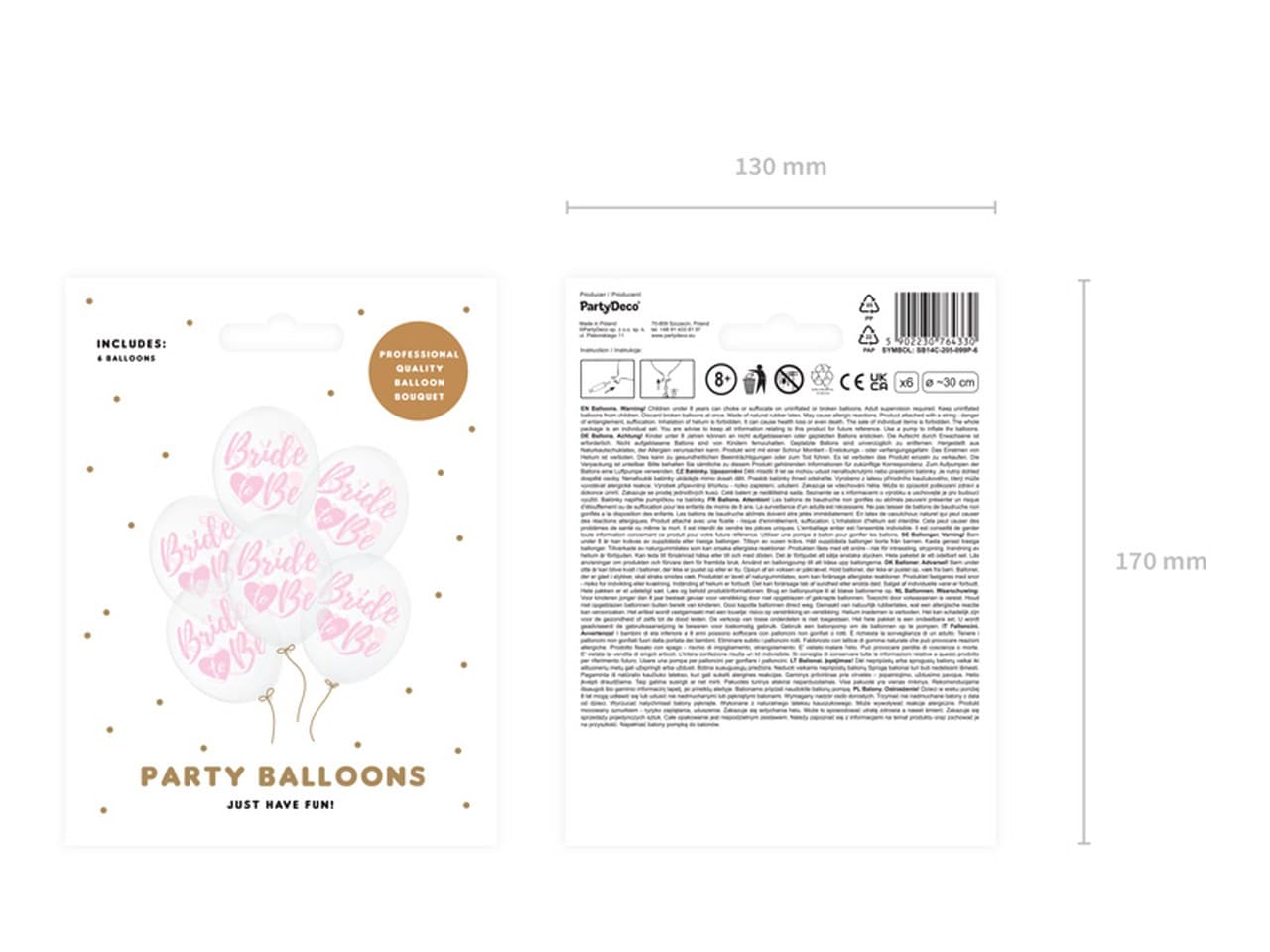Balony 30cm, Bride to be, Crystal Clear Różowy