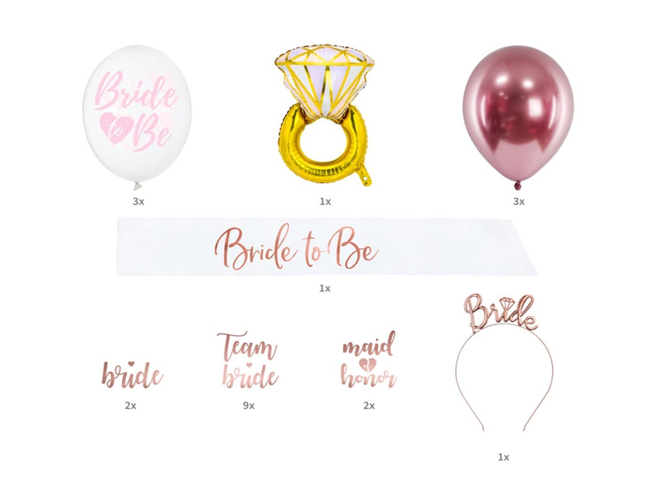 Zestaw akcesoriów weselnych Bride To Be, mix
