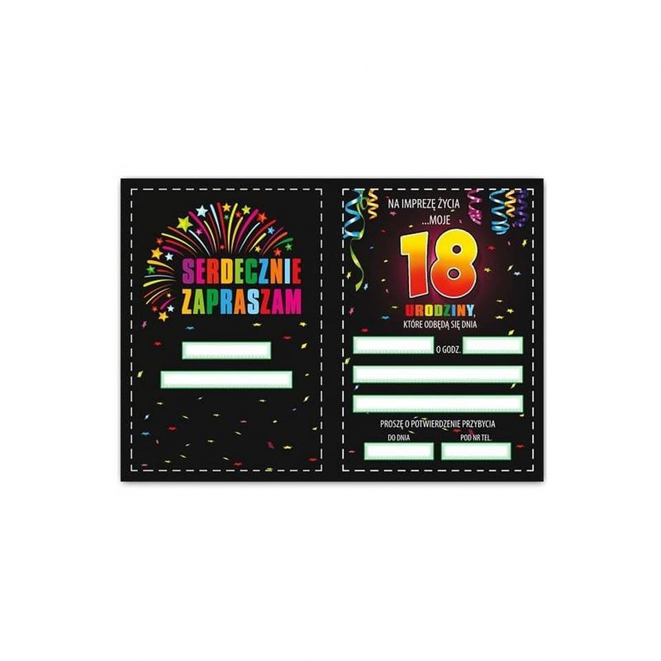 Zaproszenie na 18-ste urodziny ( FAJERWERKI) 10SZT