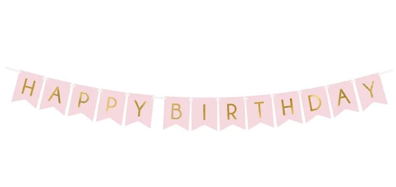 Baner HAPPY BIRTHDAY różowy 15 x 175 cm