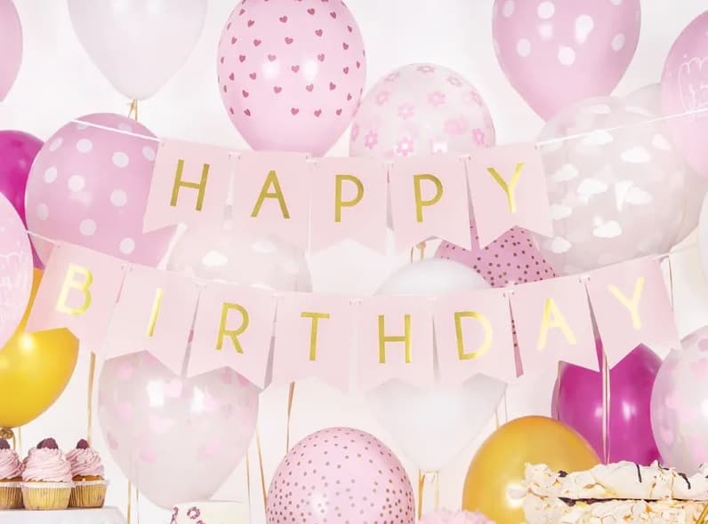 Baner HAPPY BIRTHDAY różowy 15 x 175 cm