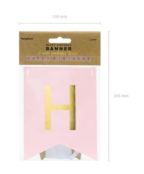 Baner HAPPY BIRTHDAY różowy 15 x 175 cm