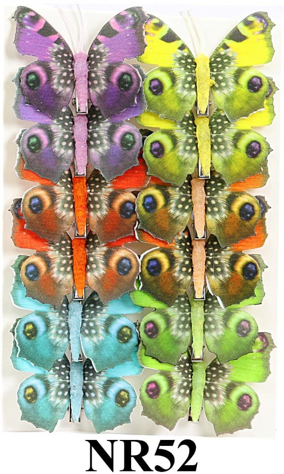 Sztuczne kolorowe motyle szer. 7cm, 12szt.