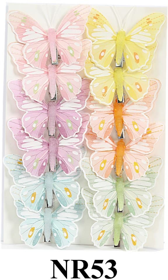 Sztuczne kolorowe motyle szer. 7cm, 12szt.