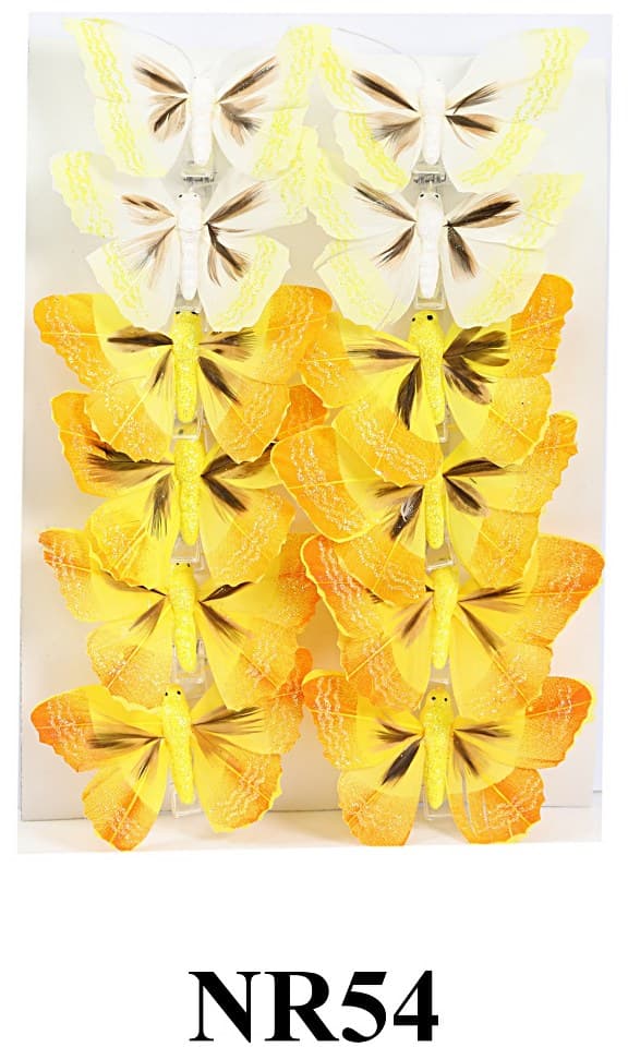 Sztuczne kolorowe motyle szer. 7cm, 12szt.