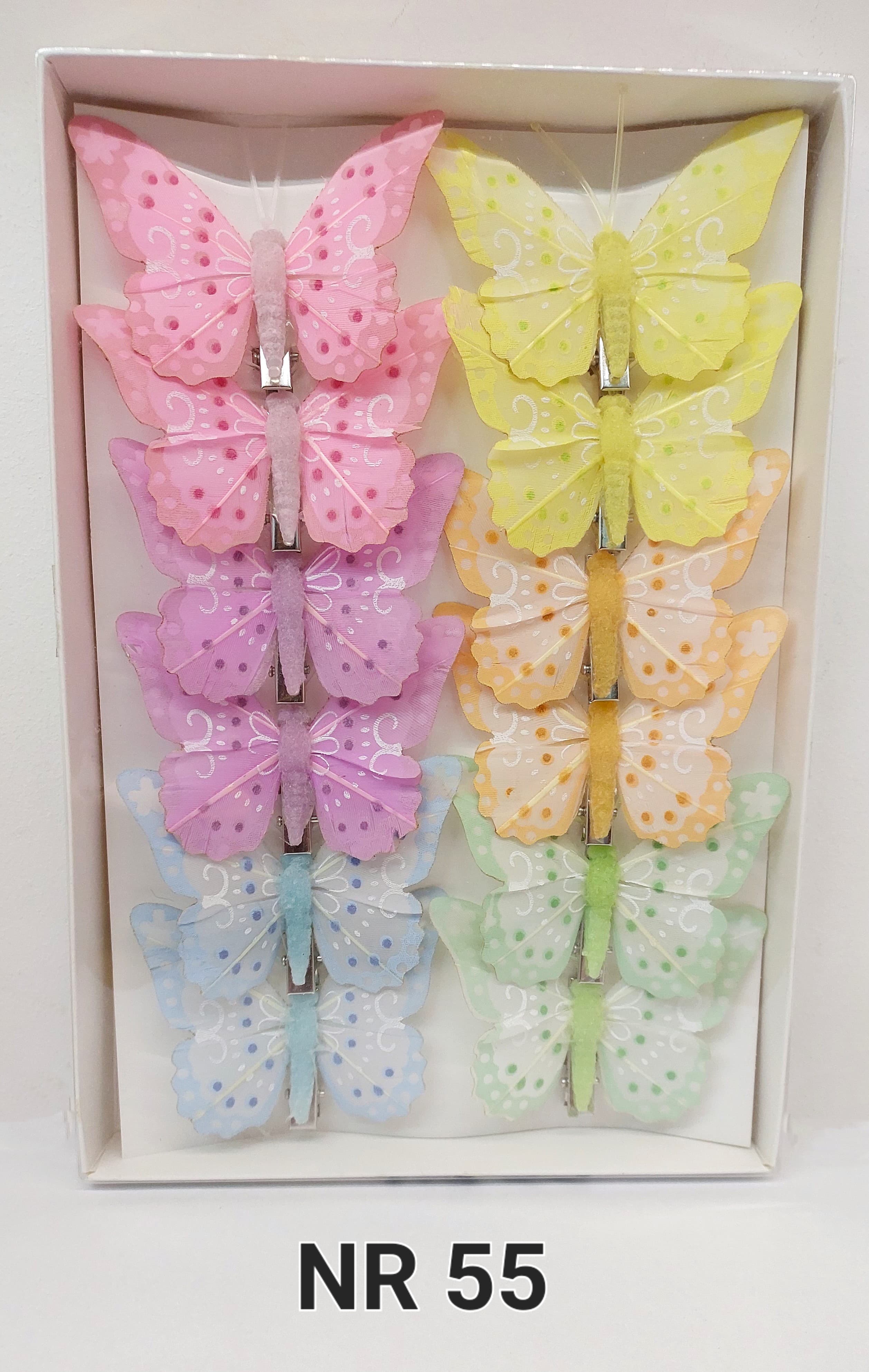 Sztuczne kolorowe motyle szer. 7cm, 12szt.