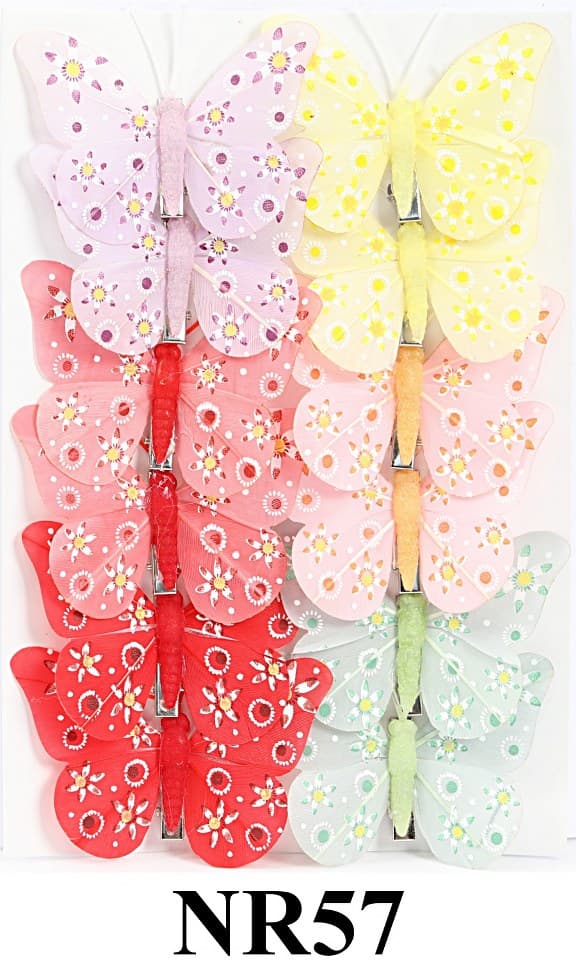 Sztuczne kolorowe motyle szer. 7cm, 12szt.