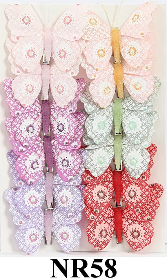 Sztuczne kolorowe motyle szer. 7cm, 12szt.