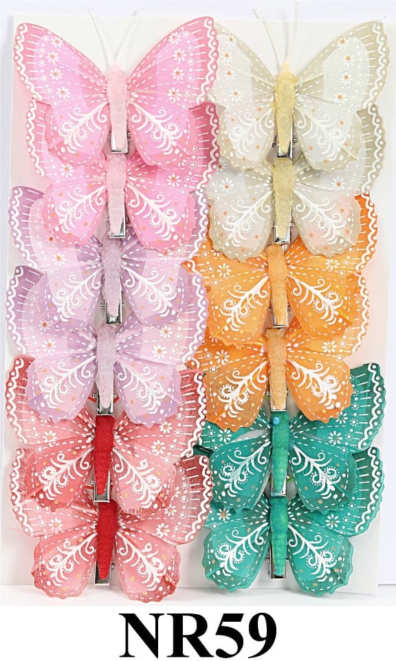 Sztuczne kolorowe motyle szer. 7cm, 12szt.