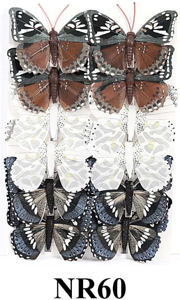 Sztuczne kolorowe motyle szer. 7cm, 12szt.