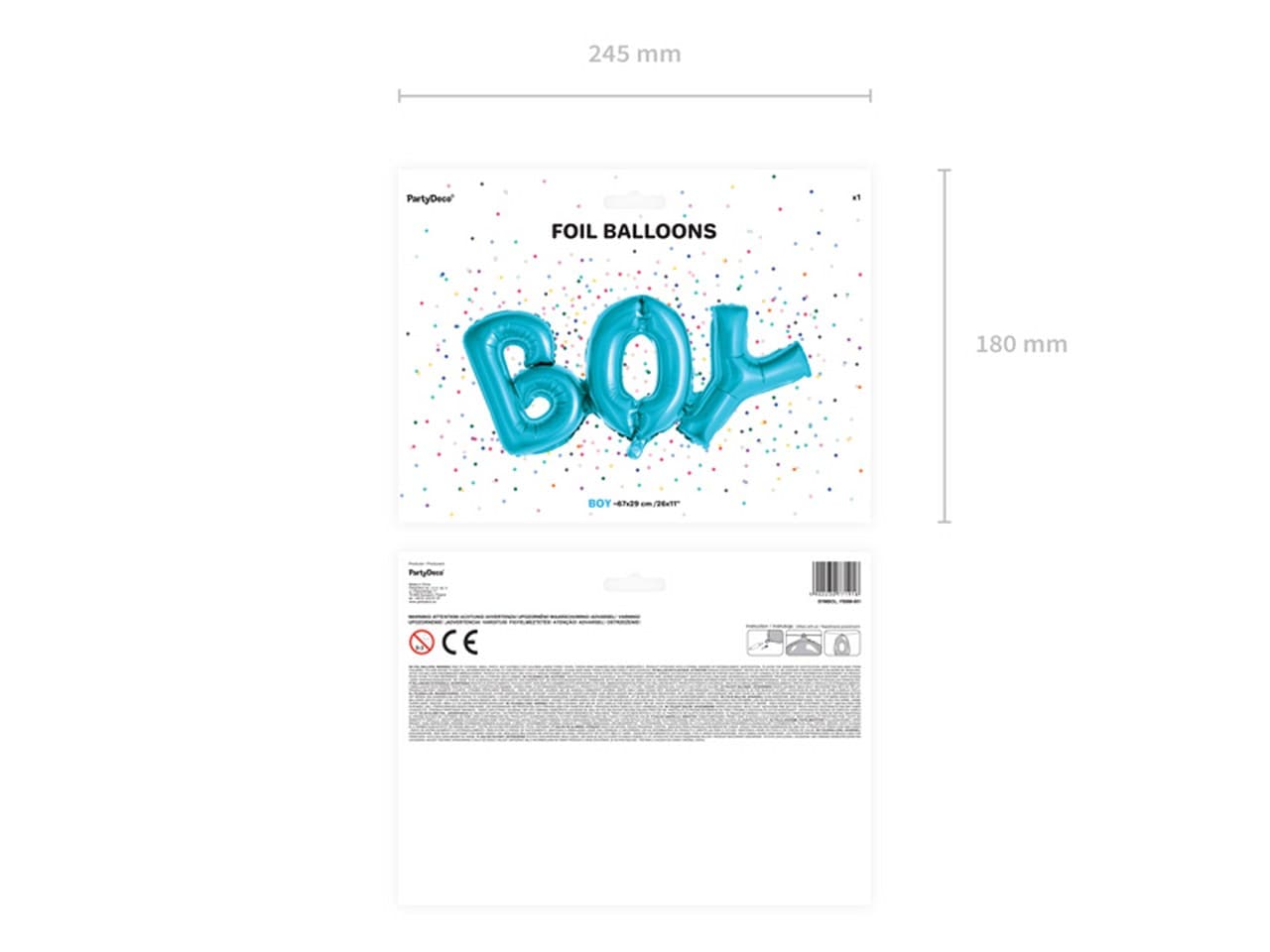 Balon foliowy Boy, 67x29cm, niebieski