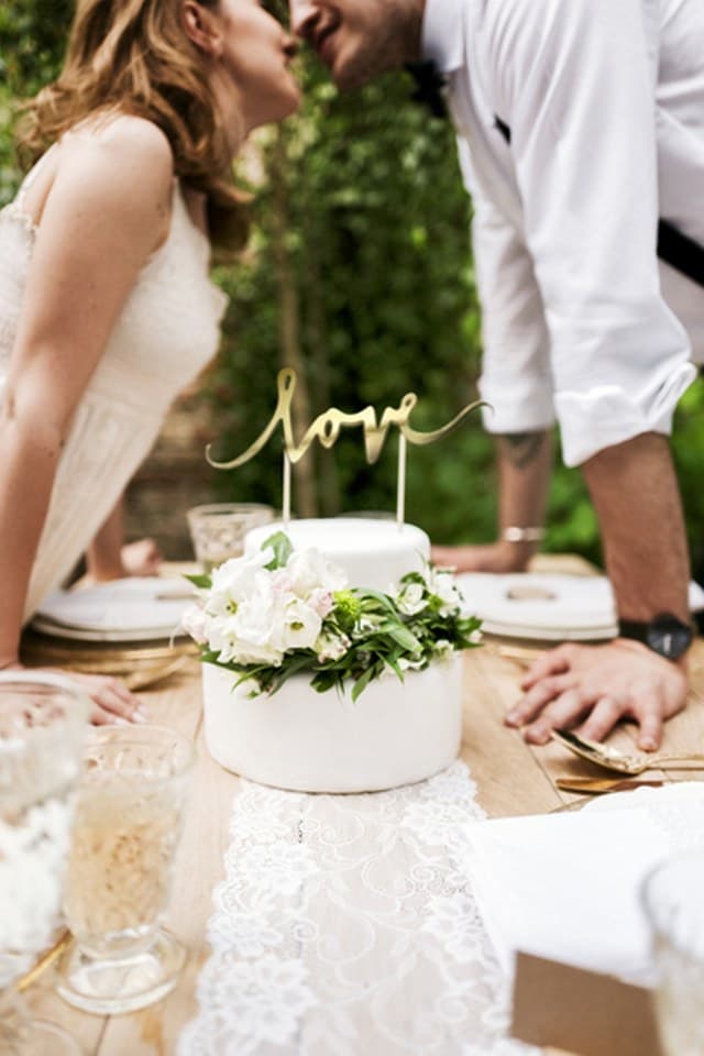 Topper na tort Love, złoty, 17cm