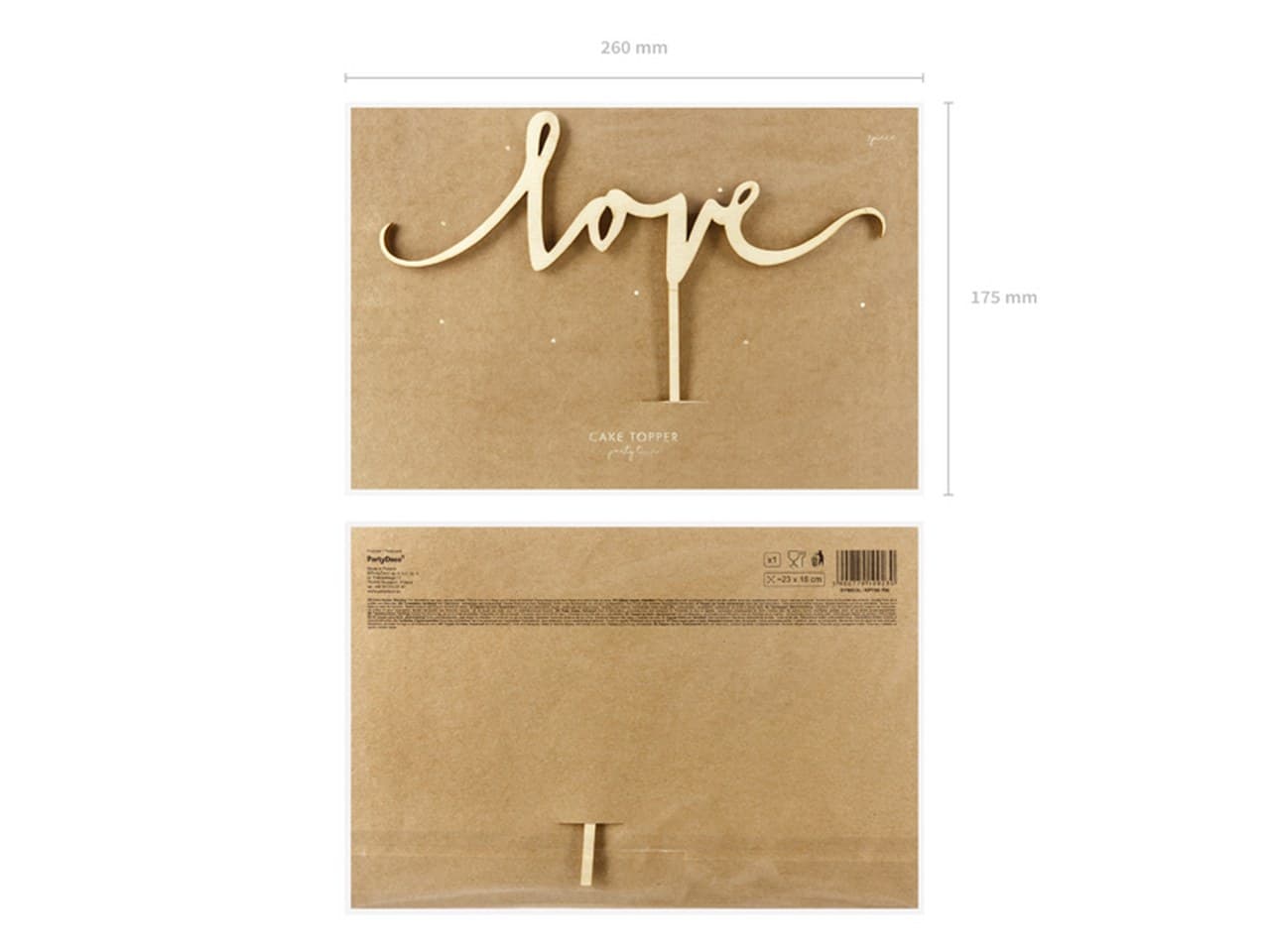 Topper drewniany Love, 16cm