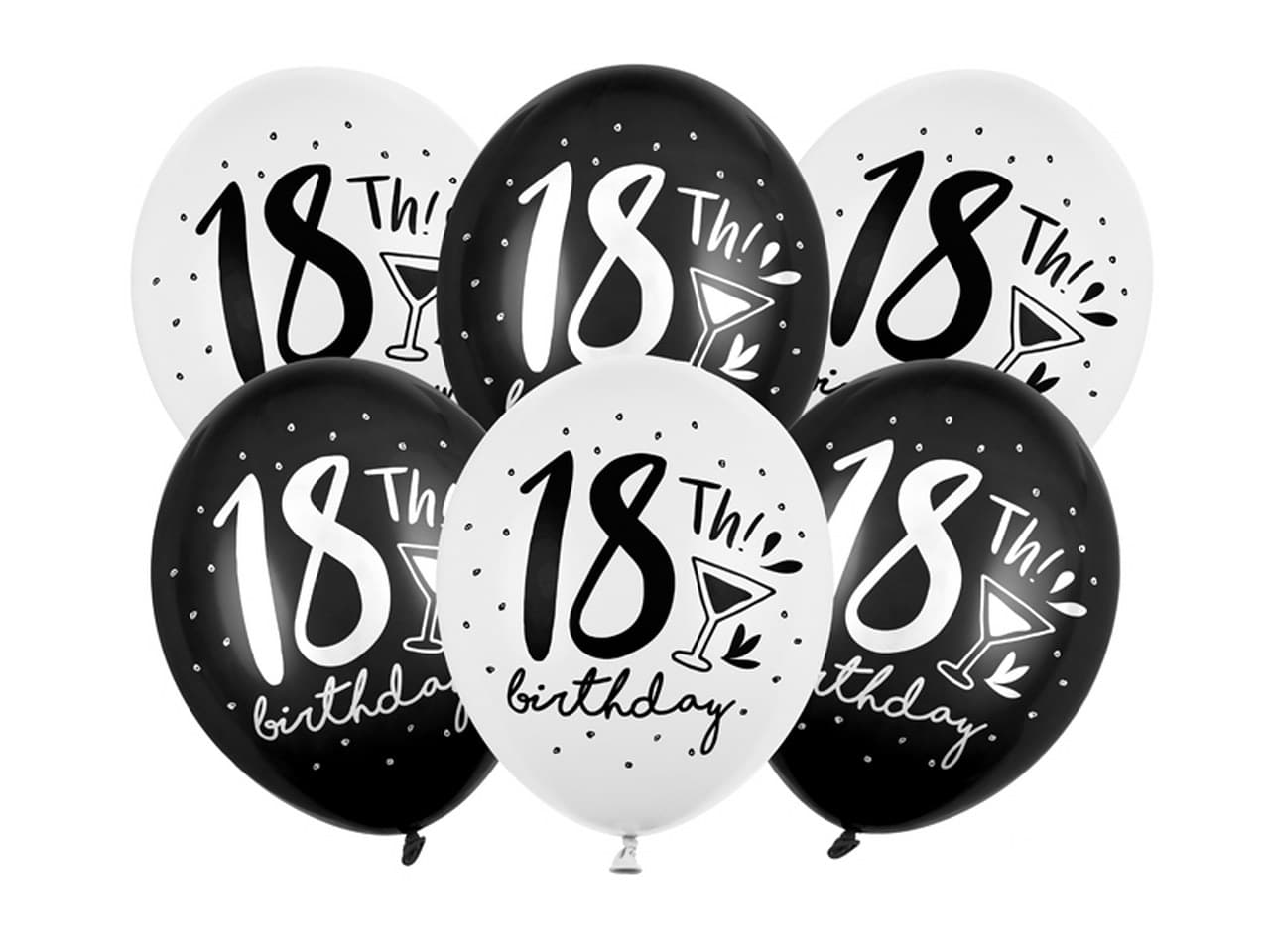 Balony 30cm, 18th! birthday, mix 5 sztuk