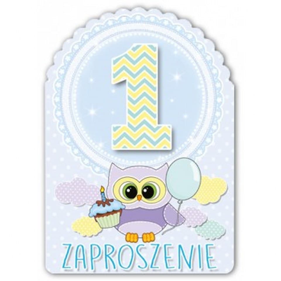 ZAPROSZENIE NA ROCZEK 10 SZT. NIEBIESKA SOWA