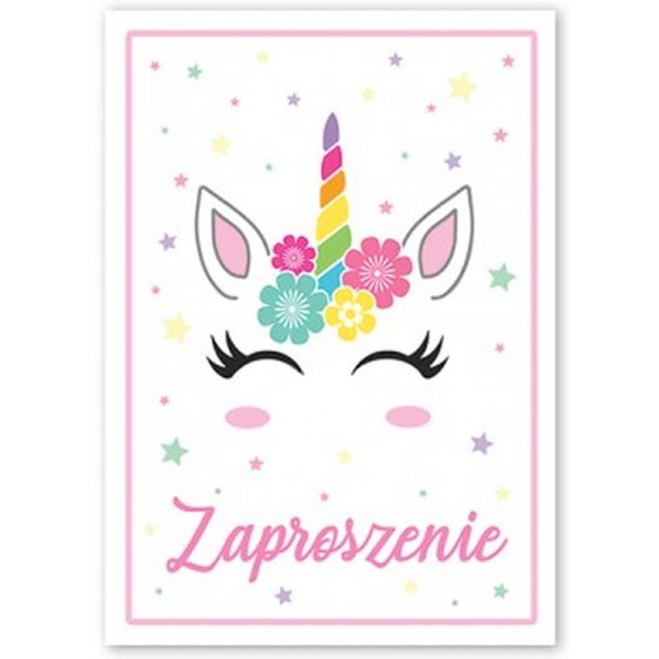 Zaproszenia na Urodziny JEDNOROŻEC 10szt.
