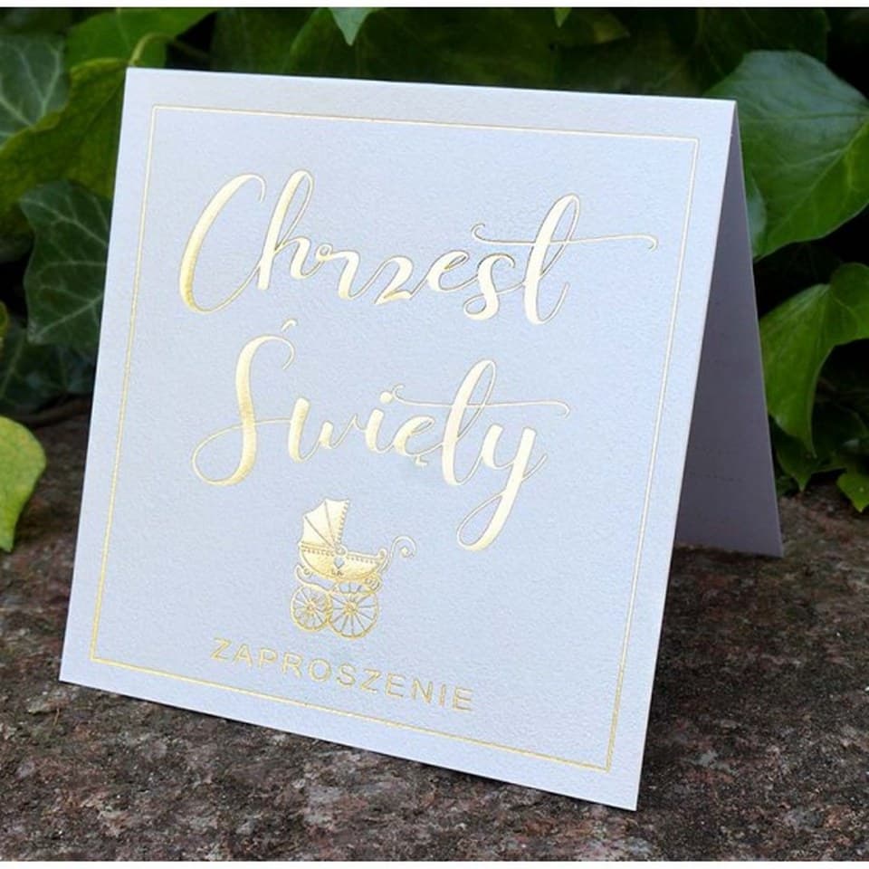 ZAPROSZENIE NA CHRZEST ŚW.GOLD 10szt.