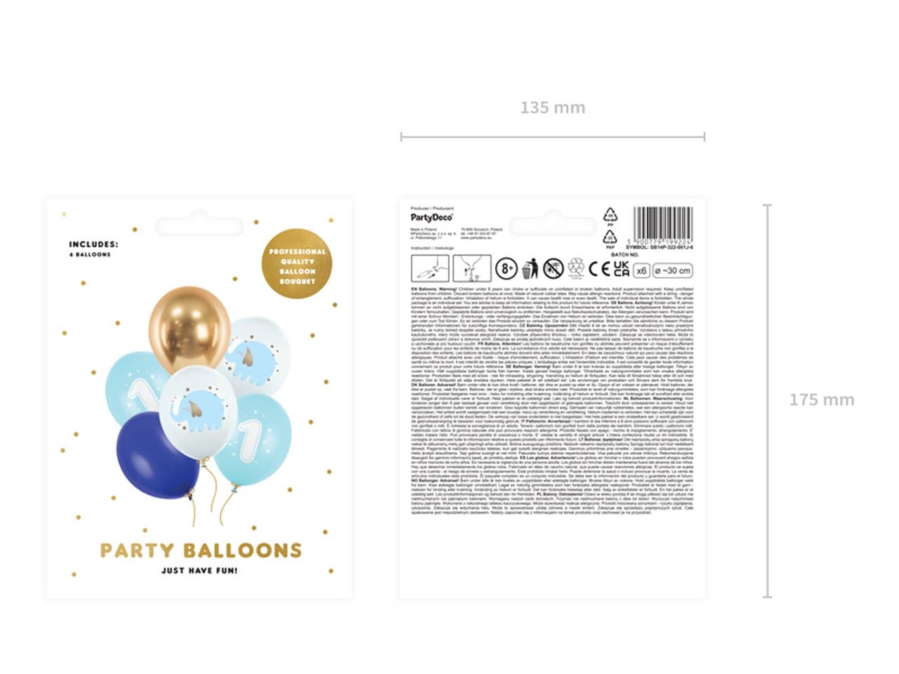 Balony 30 cm, Roczek, Pastel Light Blue /5szt.
