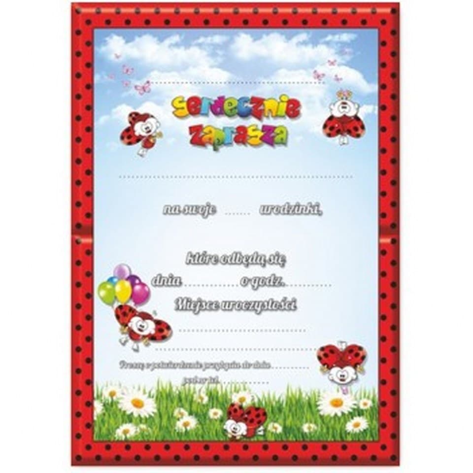 Zaproszenie na Urodziny Czerwone Biedronki 10szt.