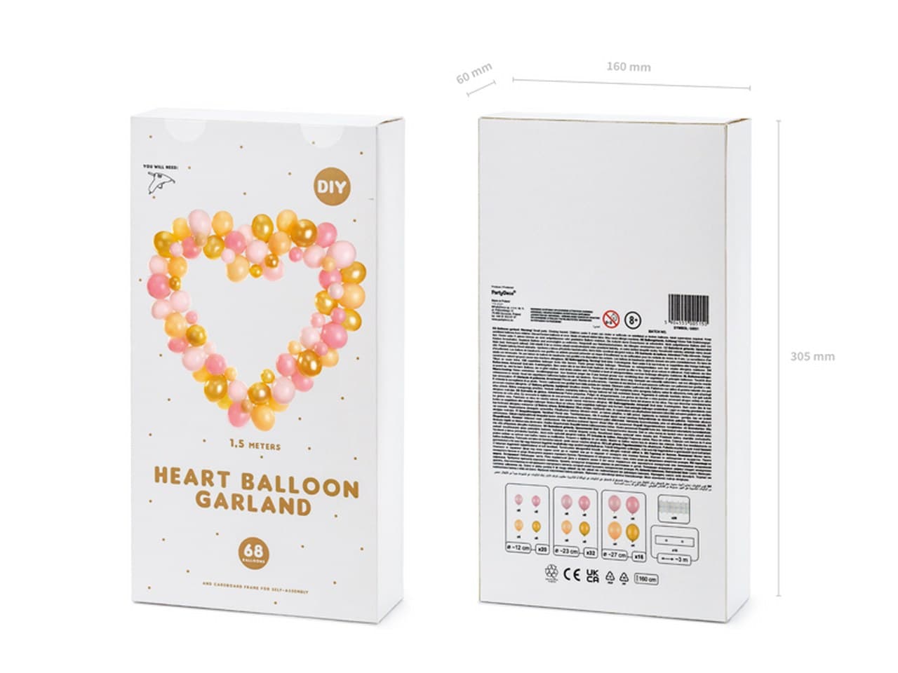 Girlanda balonowa Stelaż serce różowe 160cm