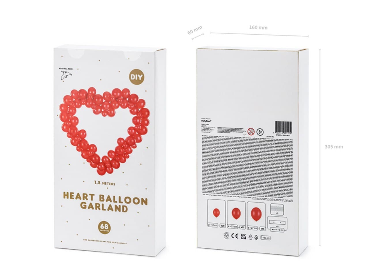 Girlanda balonowa Stelaż serce CZERWONY 160cm