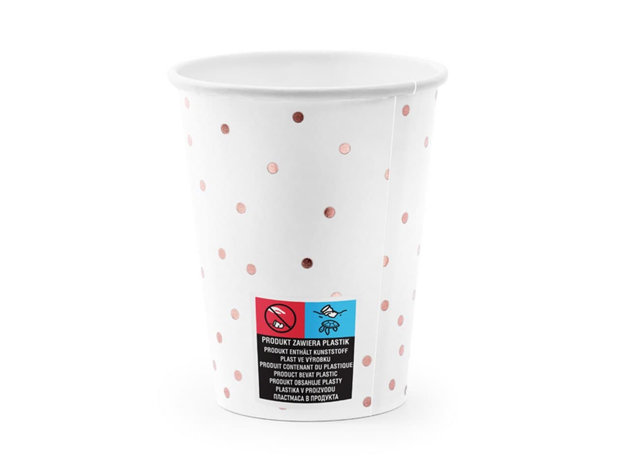 Kubeczki Kropki, biały, 260ml/6szt.