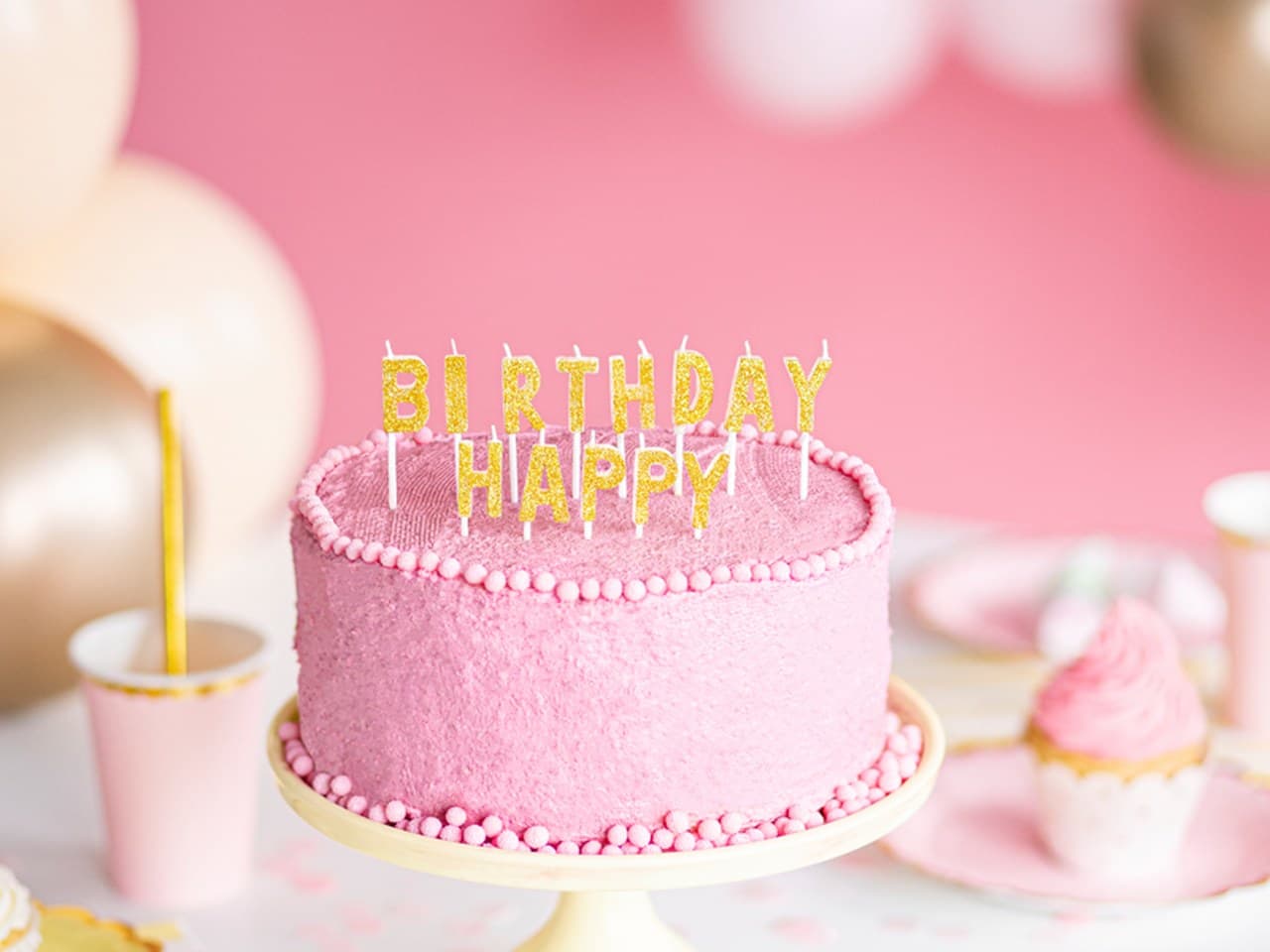 Świeczki urodzinowe Happy Birthday, złoty, 2,5cm