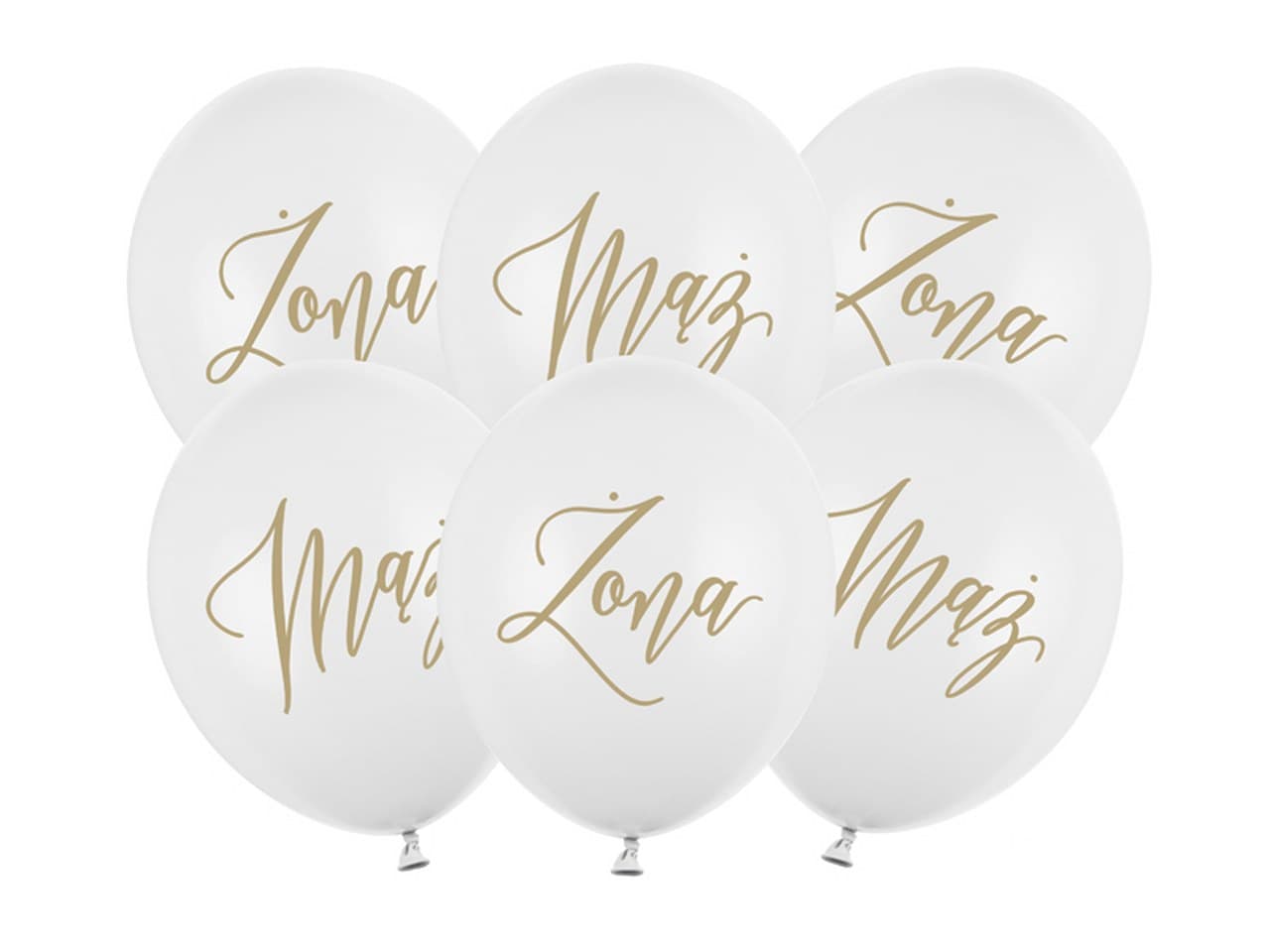 Balony 30cm, Żona, Mąż, Pastel Pure White