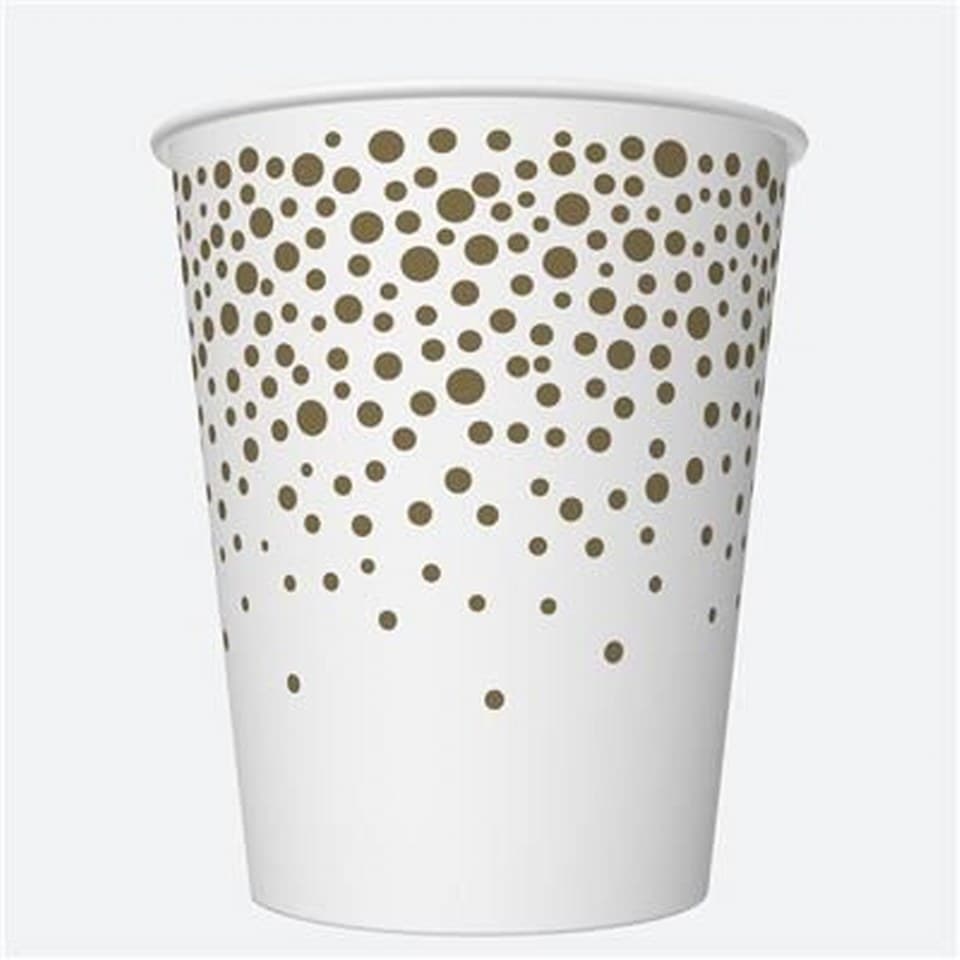Kubeczki jednorazowe wzór Złote Kropki 8szt./250ml