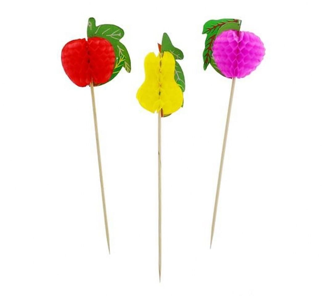 Ozdoby na patyku OWOCE 15cm/100szt