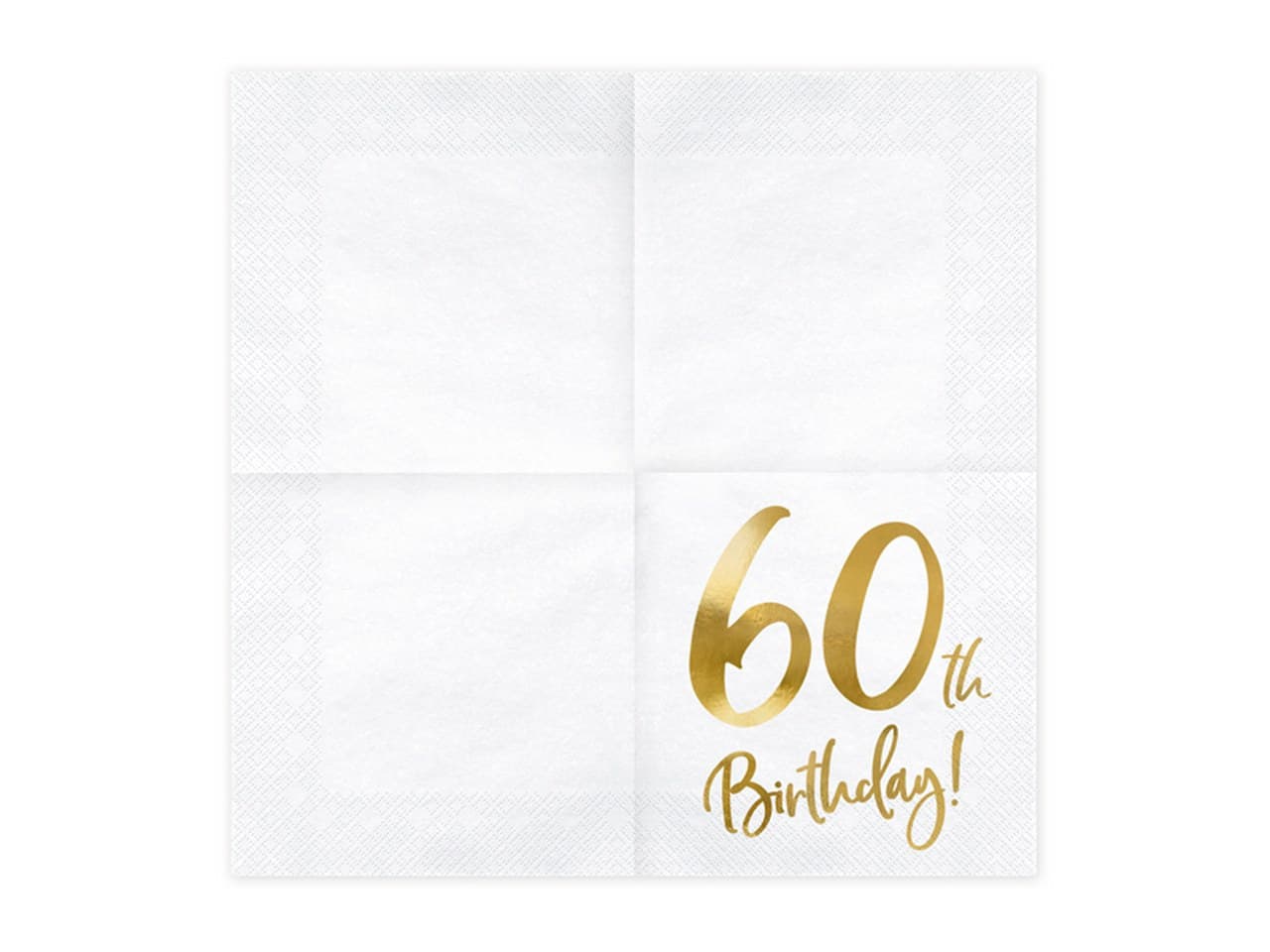Serwetki 60th Birthday, biały, 33x33cm