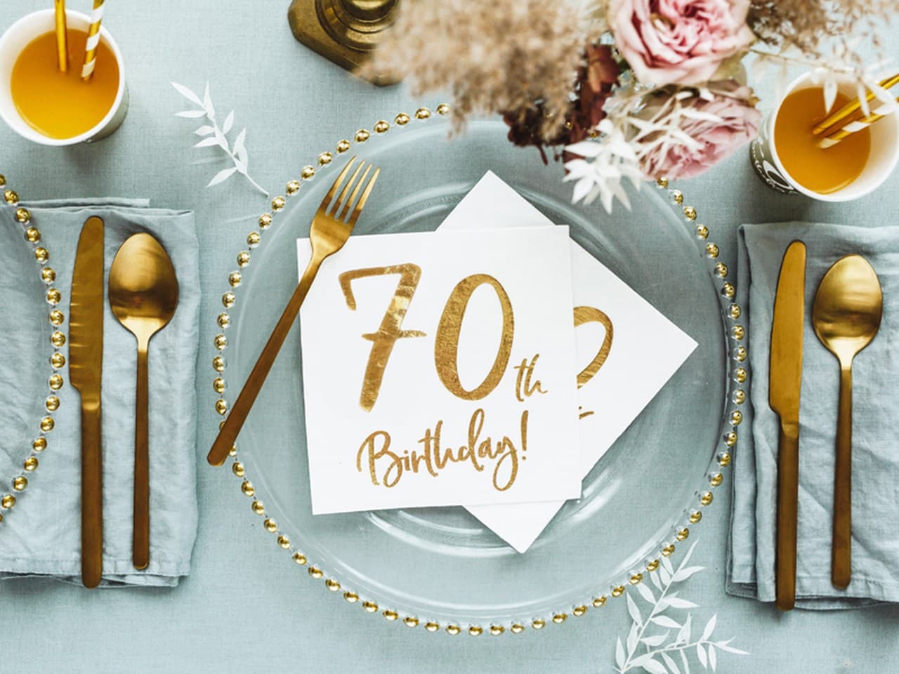 Serwetki 70th Birthday, biały, 33x33cm