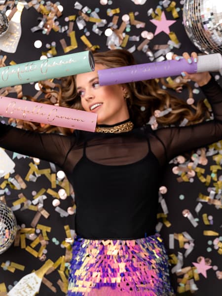 Wystrzałowe konfetti różowe złoto, tuba 40cm