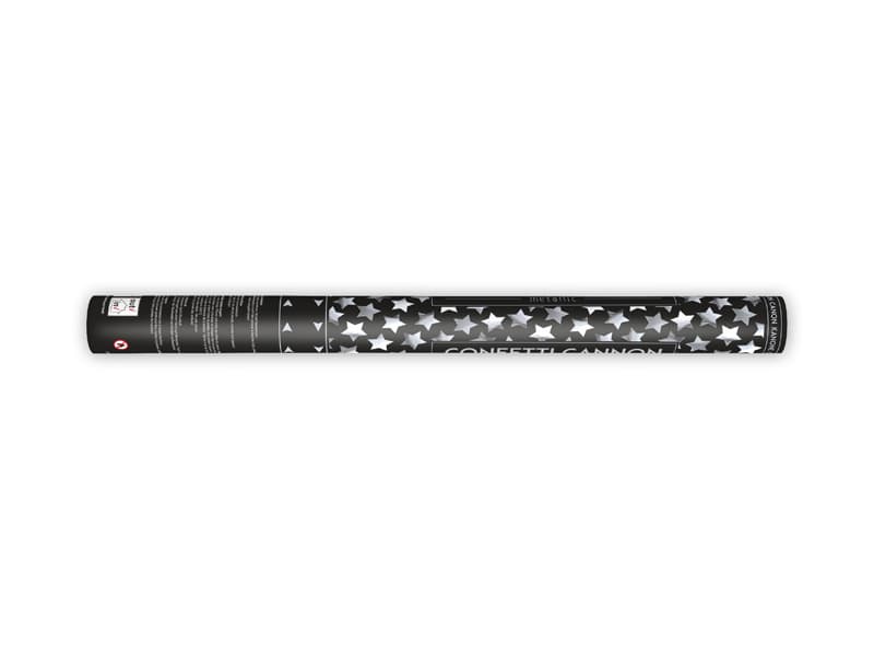 Tuba z metalicznymi gwiazdkami srebro 60 cm