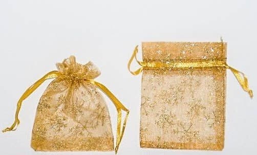 Woreczki z organzy, 12x15cm/12szt.stare złoto