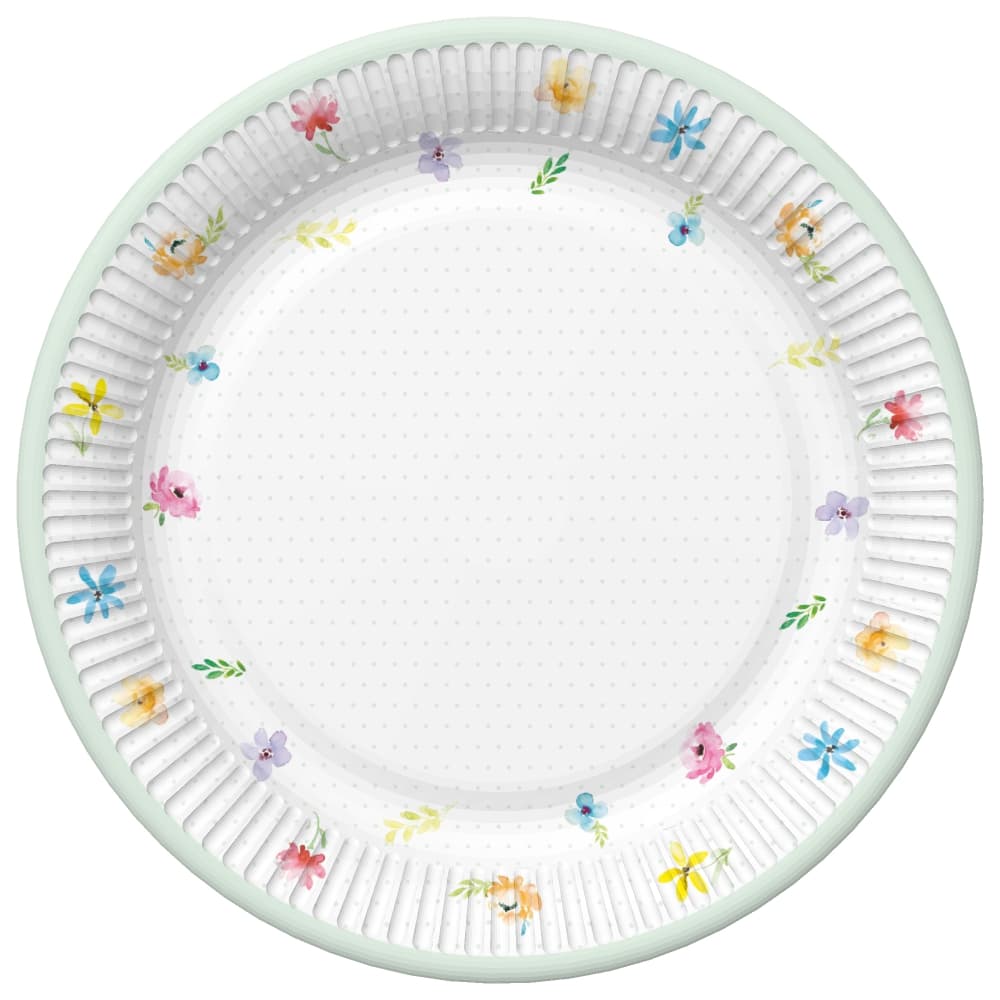 Talerze papierowe, śr.23cm/8szt, KWIATKI-LOVE