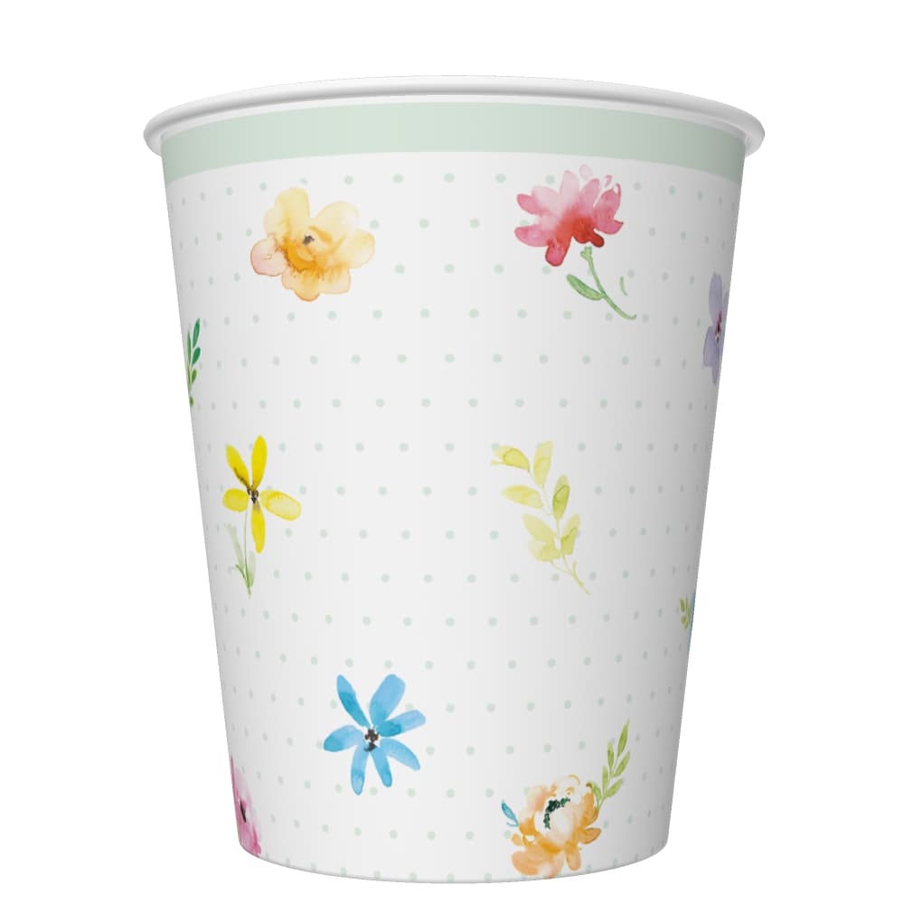 Kubeczki papierowe wzór Kwiatki, 8szt./250ml