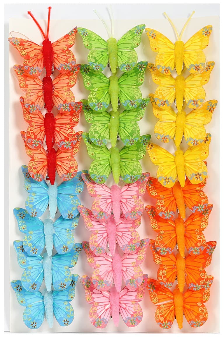 Sztuczne kolorowe motyle szer. 5cm, 24szt.