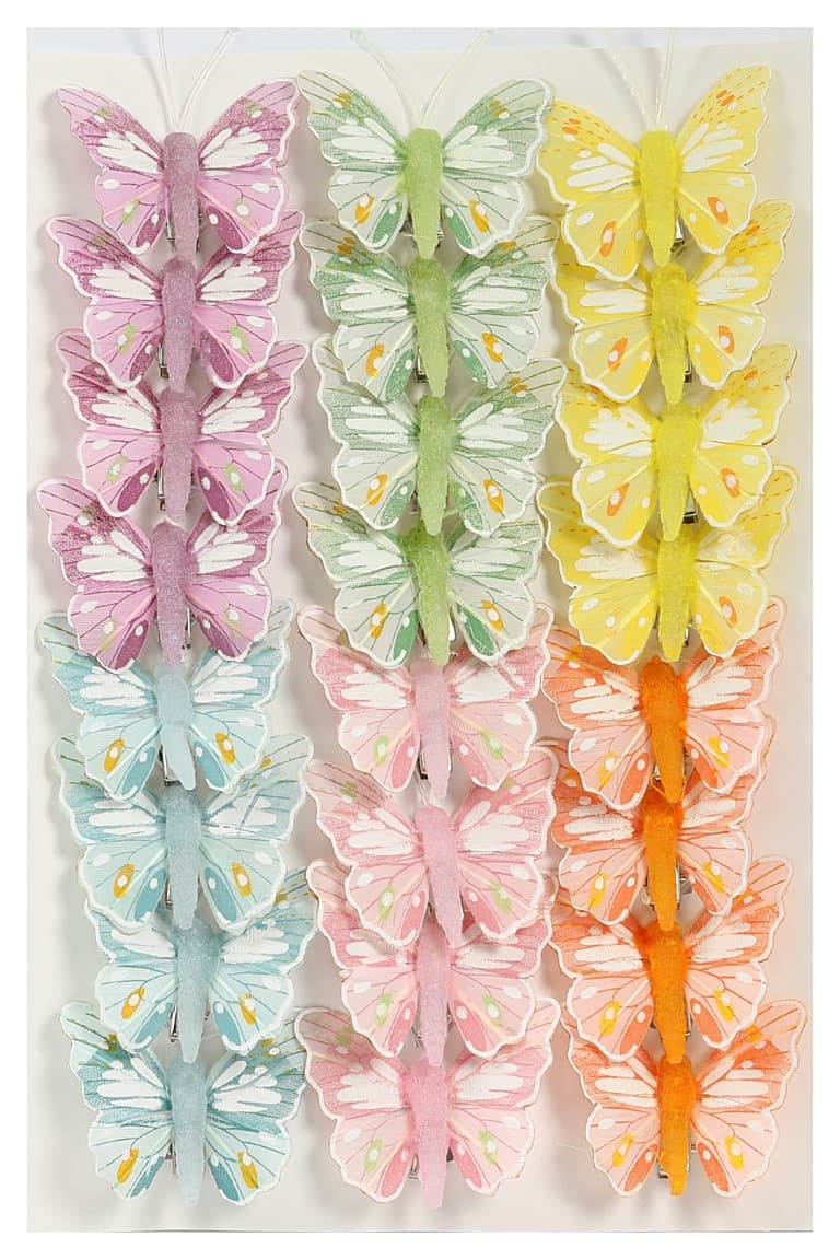 Sztuczne kolorowe motyle szer. 5cm, 24szt.