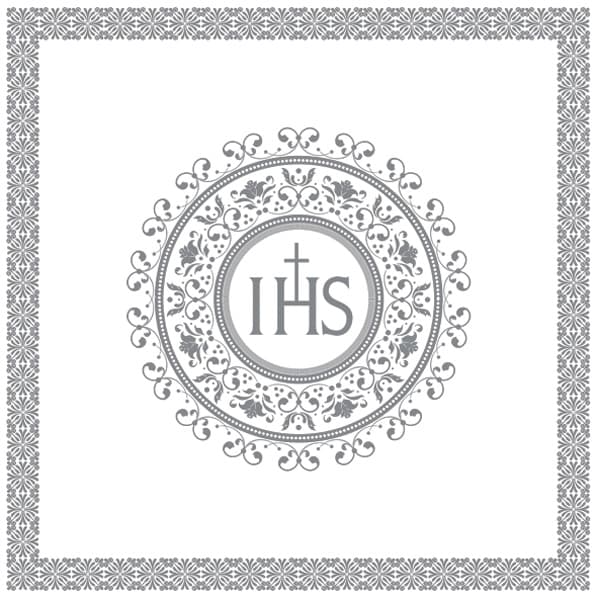 Serwetki komunijne IHS, 33x33cm/20szt, srebrne