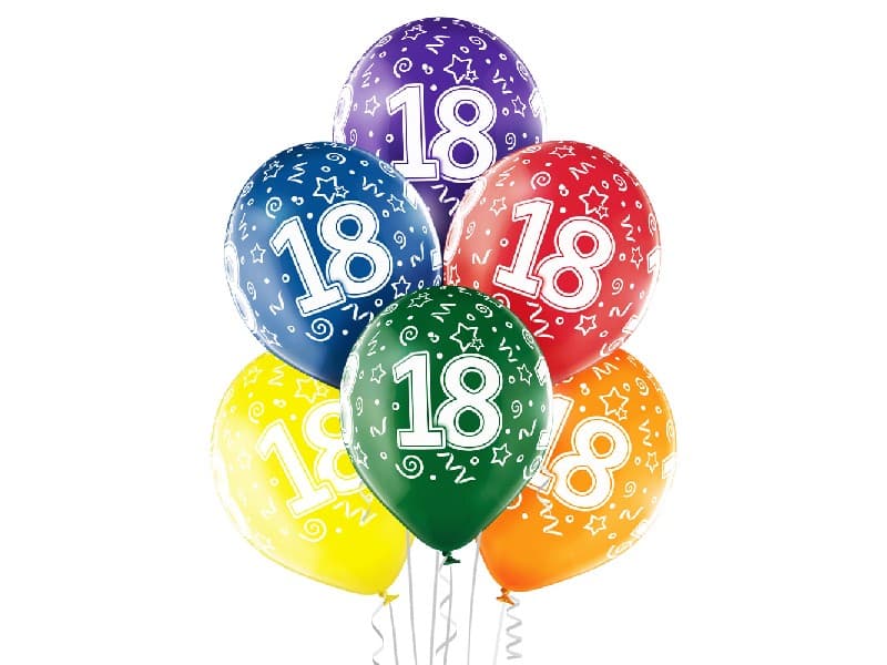 Balony na osiemnastke, mix kolorów 6 szt