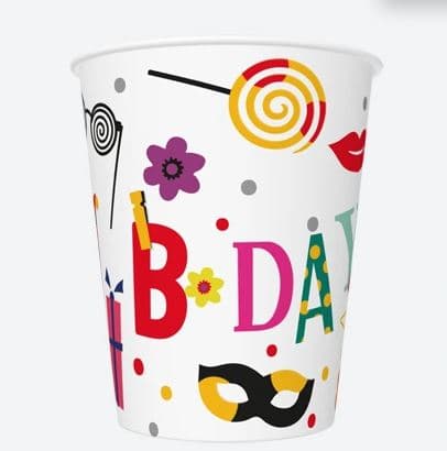 Kubki Funny Birthday,250 ml, 8 szt.