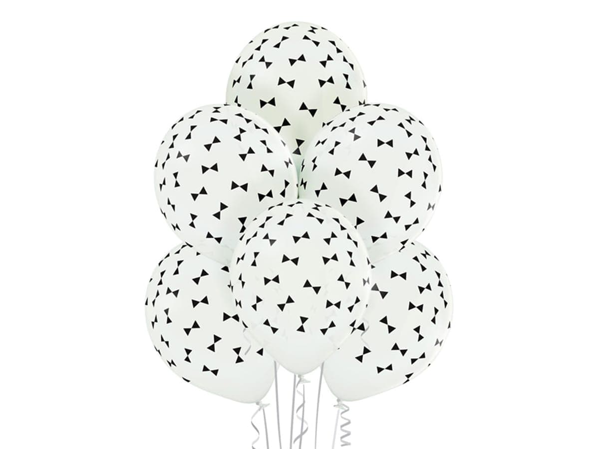 Balony Bows, muszki biało-czarne 6 szt.