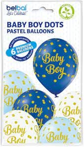 Balony Baby Boy, chłopiec, kropki, 6 szt