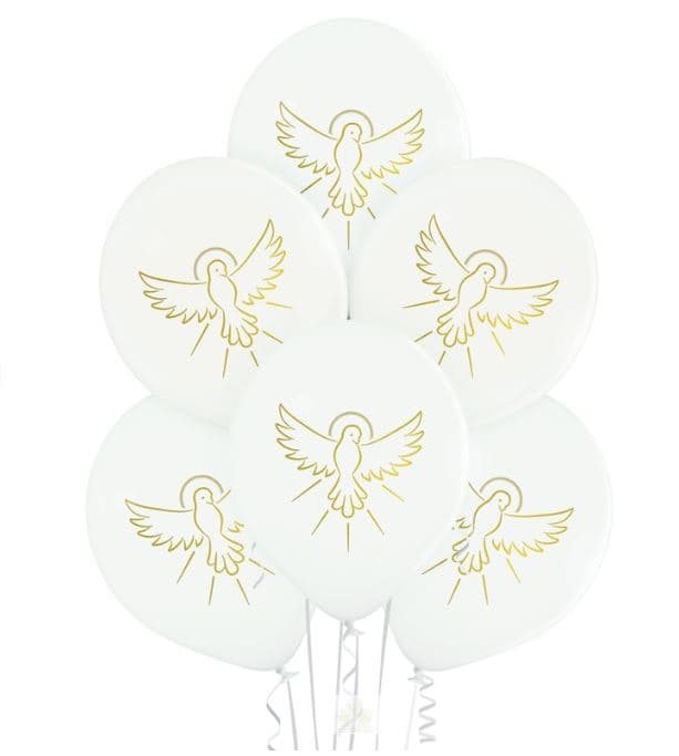 Balony Komunia Święta, gołąb , 6 sztuk